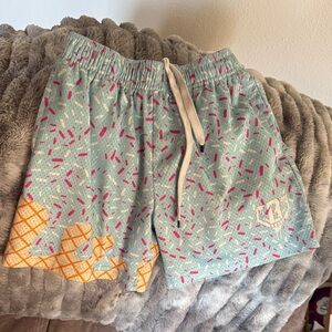 Baseball 101 light blue Shorts with Pink Sprinkles and Yellow Cone Print